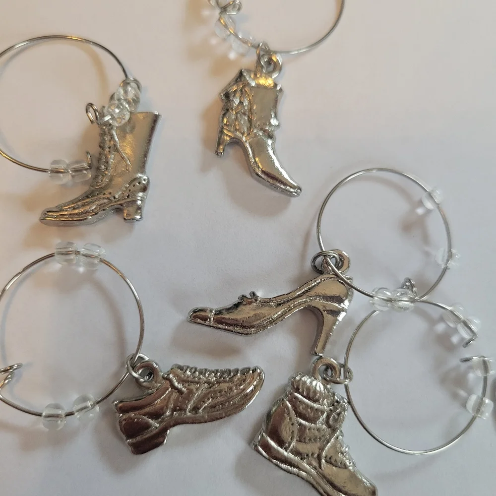 Shoe Motif Wine Glass Charms ~ Beads ~ Cute! ~ Coffee Cup Marker ~ Crafts